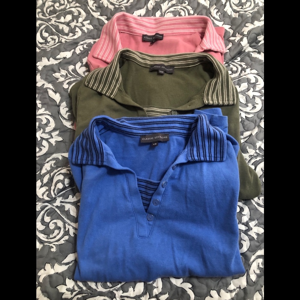 Classic Editions lot of 3 mid sleeve polo tops